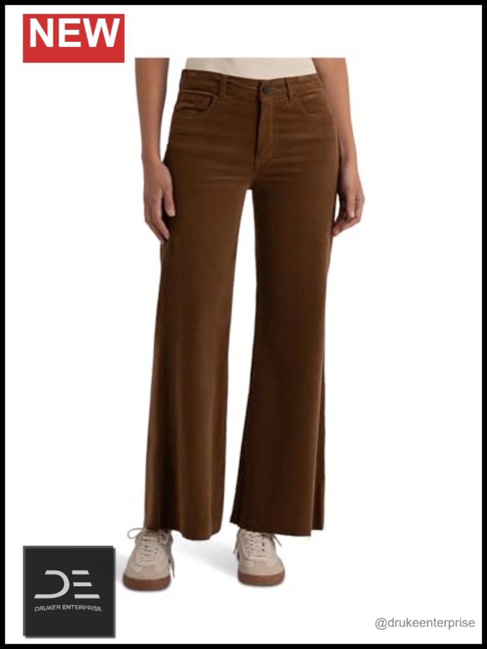 Corduroy High-Rise Wide Leg Jeans Relaxed Fit 98% Cotton 2% Spandex Raw Hem